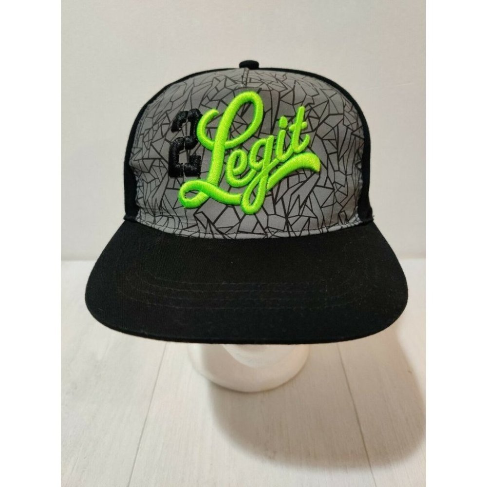 2 LEGIT Black Gray Green Snapback Cap Hat Brothers